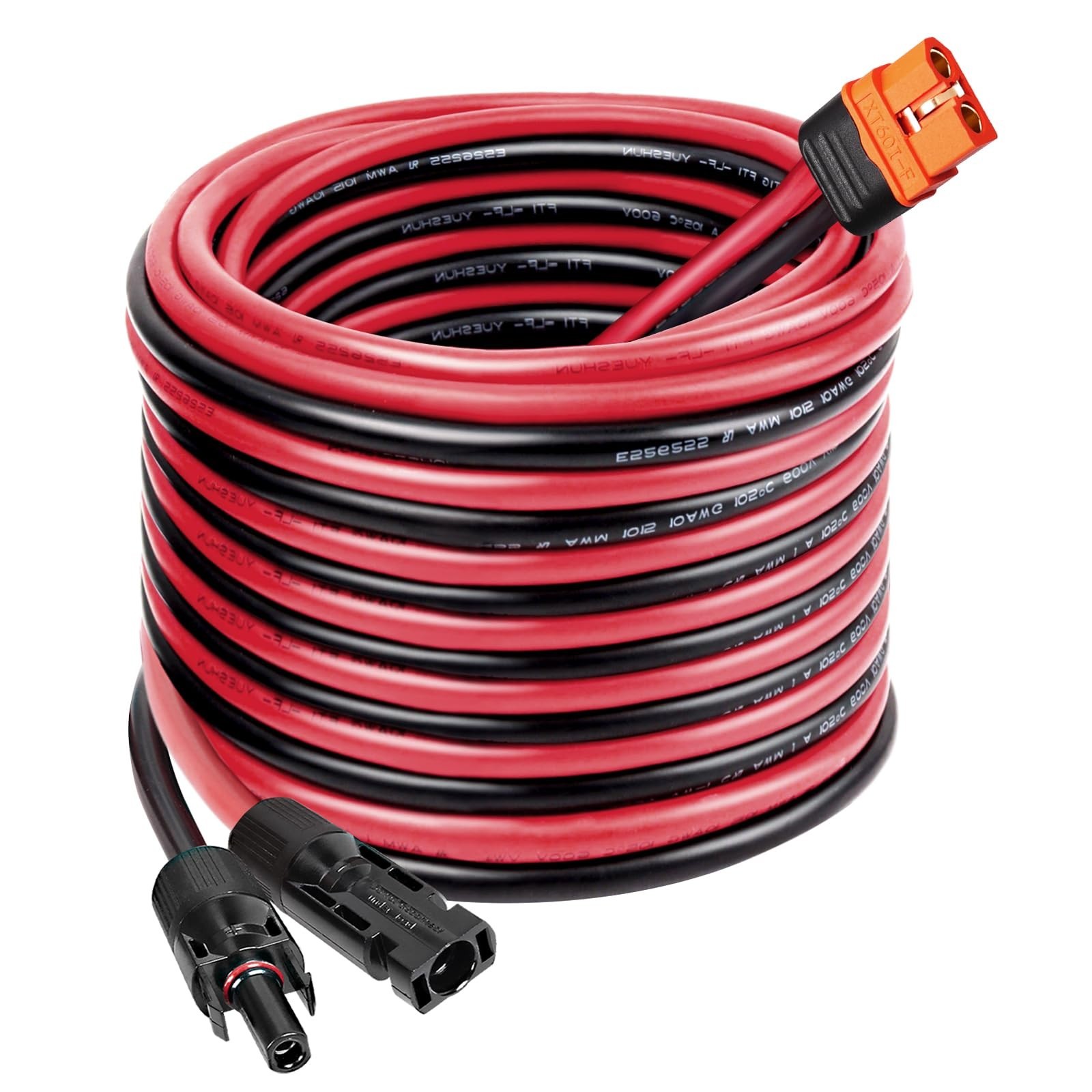 25FT 10AWG Solar Panel to XT60i Cable – XT60i-F Extension Connector for Power St