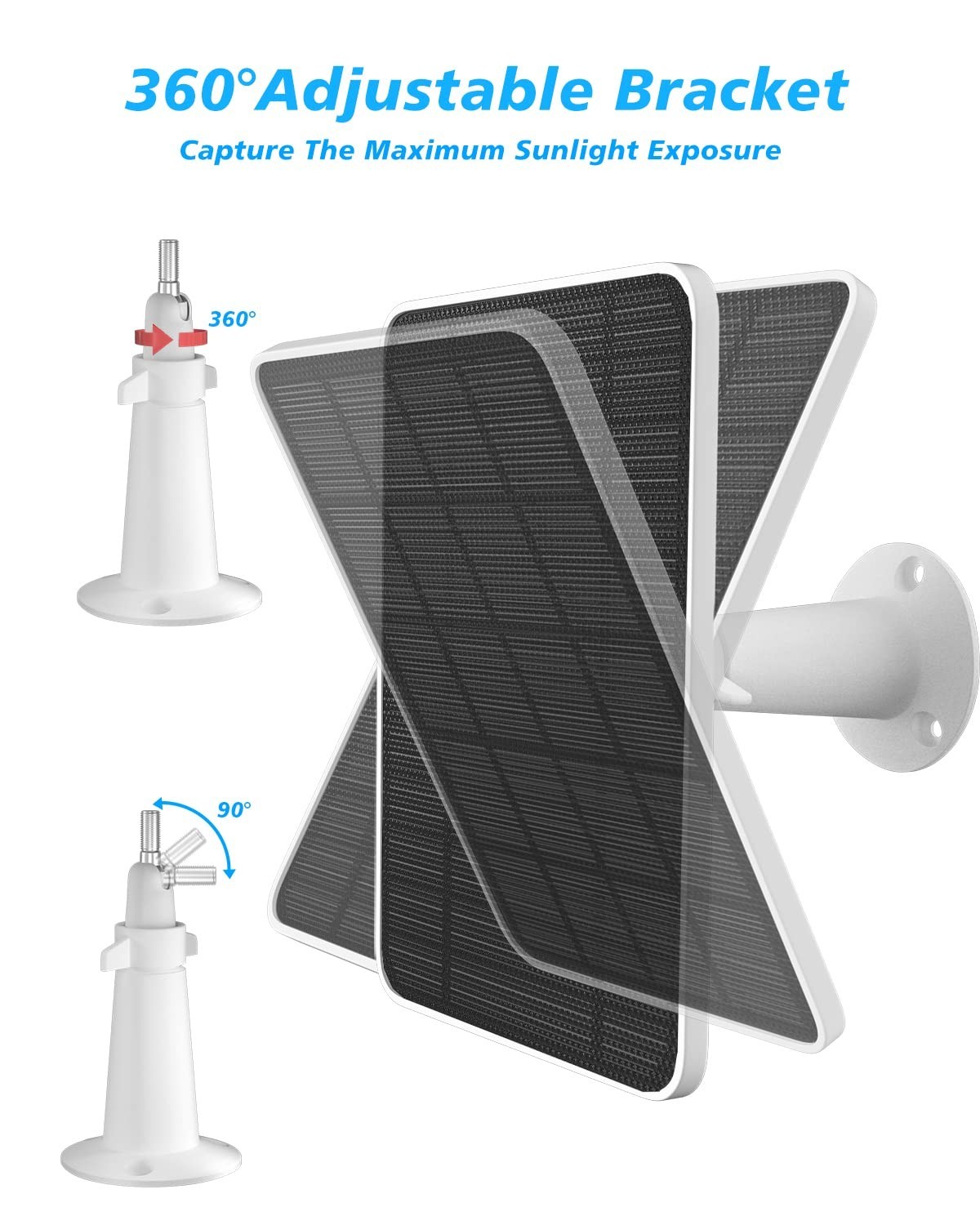5V 4W Solar Panel Charger for Floodlight Security Cameras, IP65 Weatherproof, 3