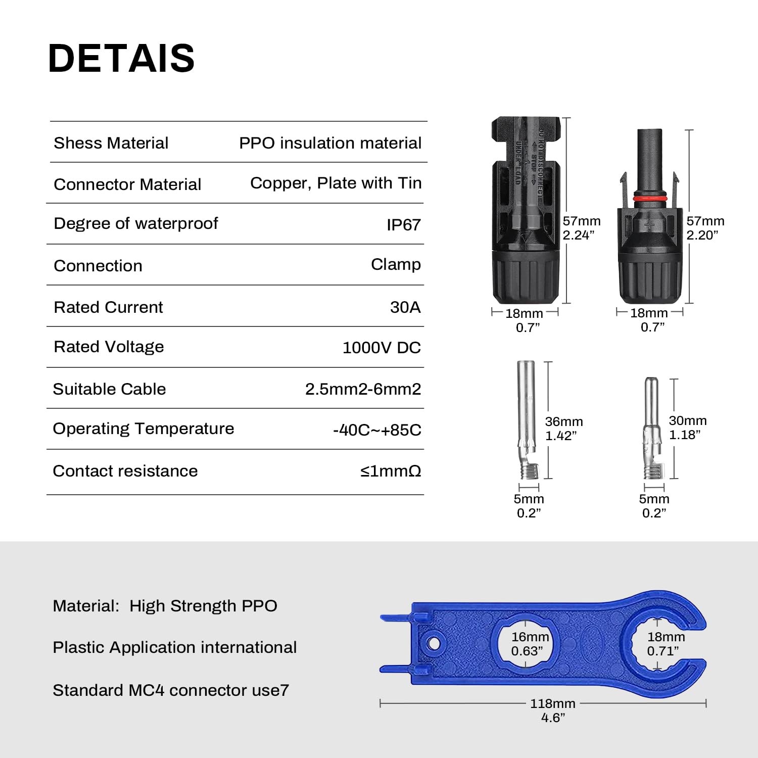 Y Branch Solar Connector Cables MMF FFM for Photovoltaic Solar Panel Connectors