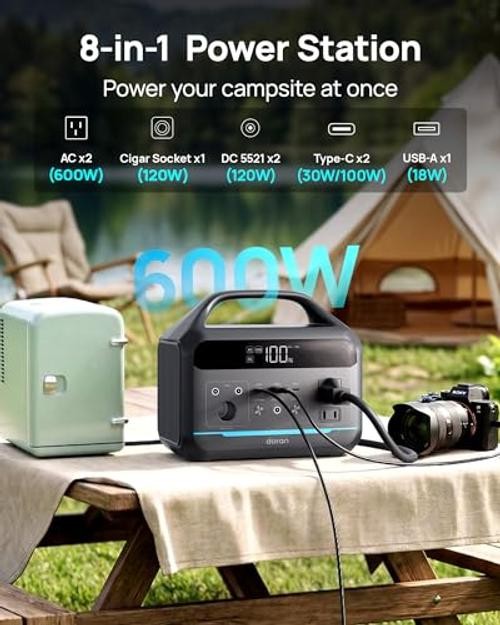 Portable Power Station 600W(1200W Surge) – 288Wh Solar Generator LiFePO4