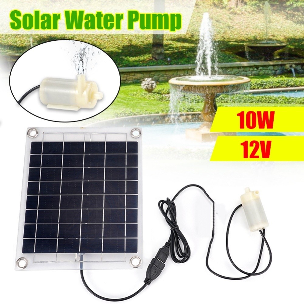 Solar Fountain Water Pump 10W 12V Double Sided Transparent Panel for Bird Bath