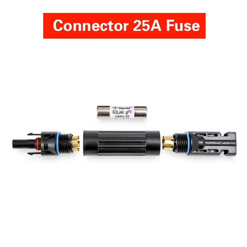 PV Fuse Holder 1000V DC IP67 In-line Connector 10A-30A Waterproof Protection