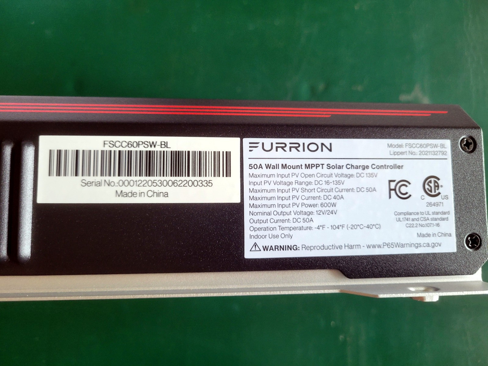 Furrion® #FSCC60PSW-BL 50A Wall Mount MPPT Solar Charge Controller #2021132792