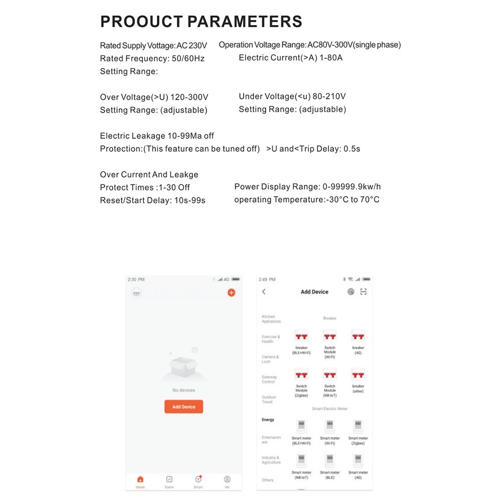 Comprehensive PV Smart Circuit Breaker 80A with User Friendly App Access