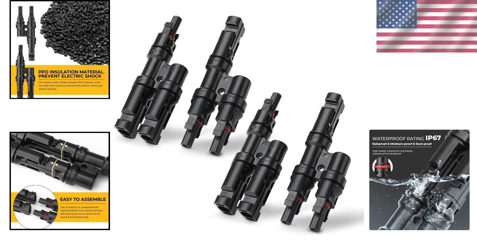 Reliable Solar Branch Connectors – 2 Pairs