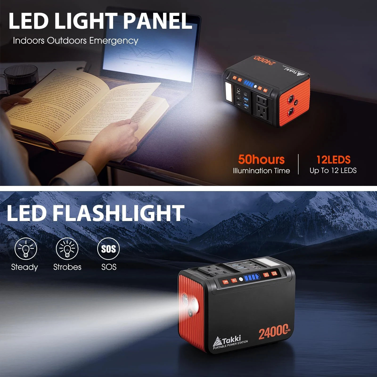 80W Generador Eléctrico Portátil Con AC DC 110V USB y Linternas LED Para Casa