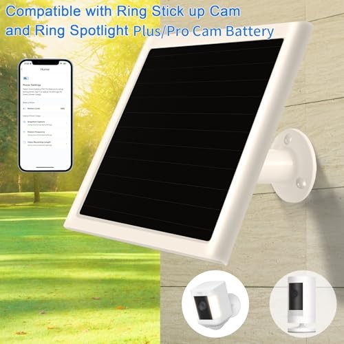 6W Solar Panel Charger for Ring Camera, Compatible with Ri ng Stick White 1Pack