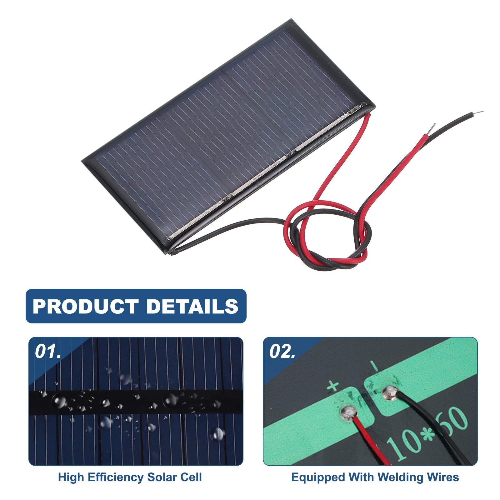 2Pcs 1.5V 0.24W 160mA Mini Solar Panels with Cable
