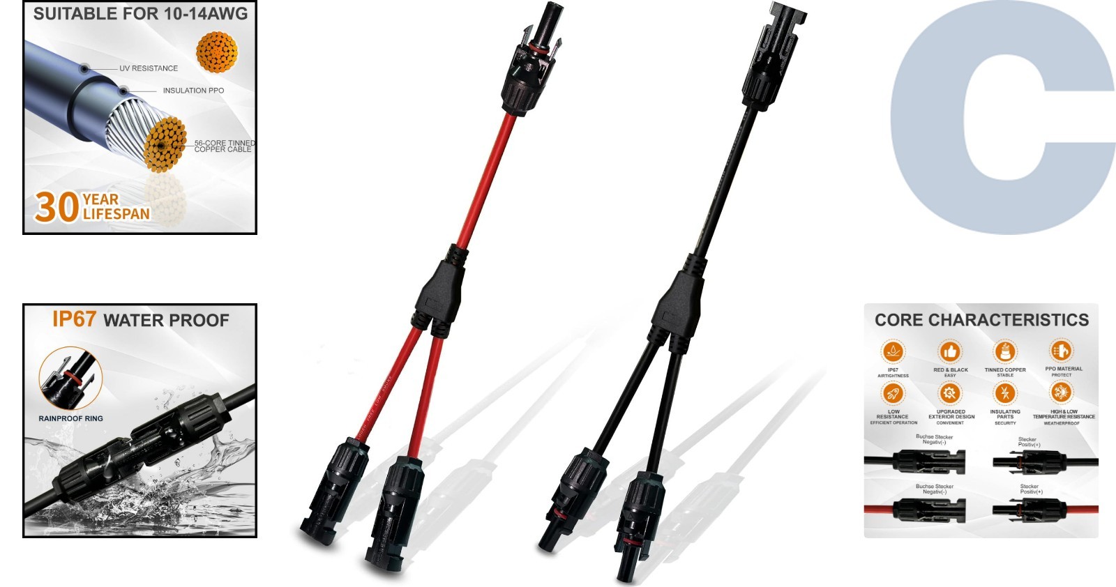 Secure Y Branch Solar Connectors with Outstanding Corrosion Resistance – 1000V