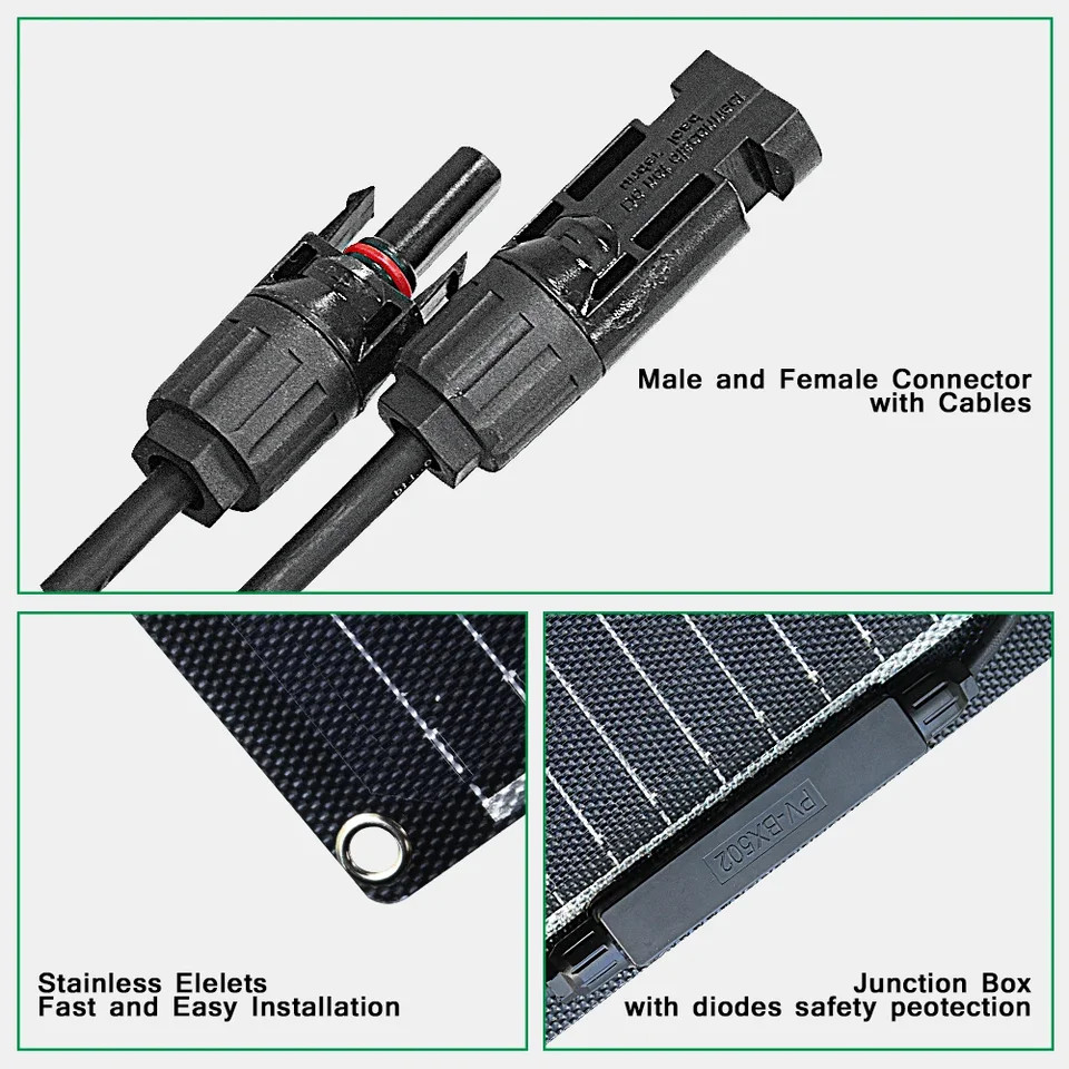 800W ETFE Flexible Mono Solar Panel 12V Power Portable for RV Camping Home Boat
