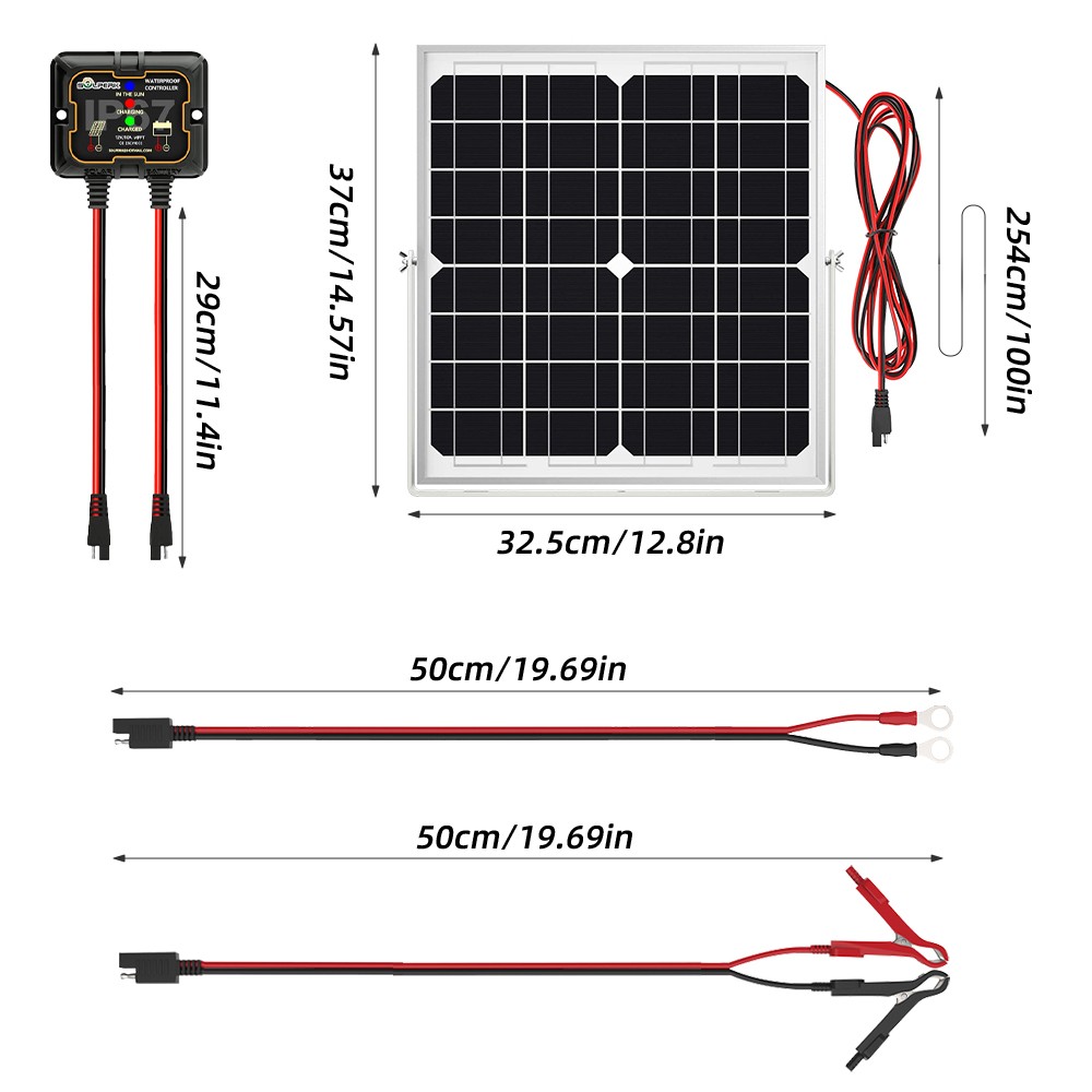 40W Solar Panel 12V Trickle Charger Battery Charger Kit Maintainer Boat Car RV