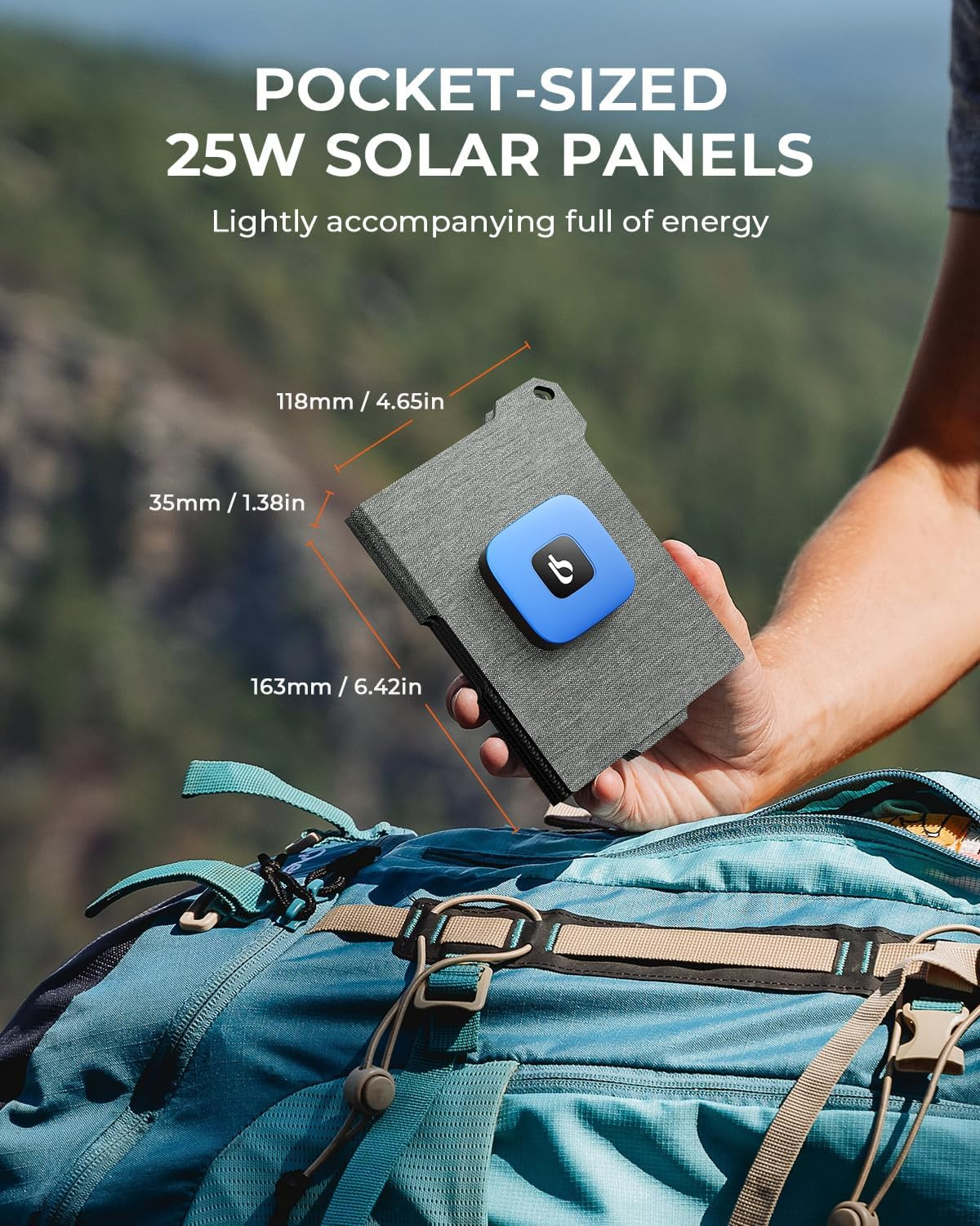 Ultra-Light 25W Waterproof Solar Charger with USB-A/C Ports for Travel & Camping
