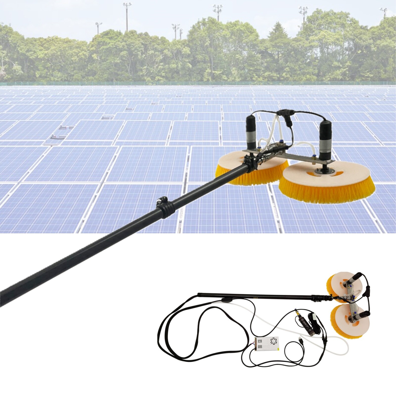110V 13″ Double Head Multifunctional Photovoltaic Panel Cleaning Machine 350rpm