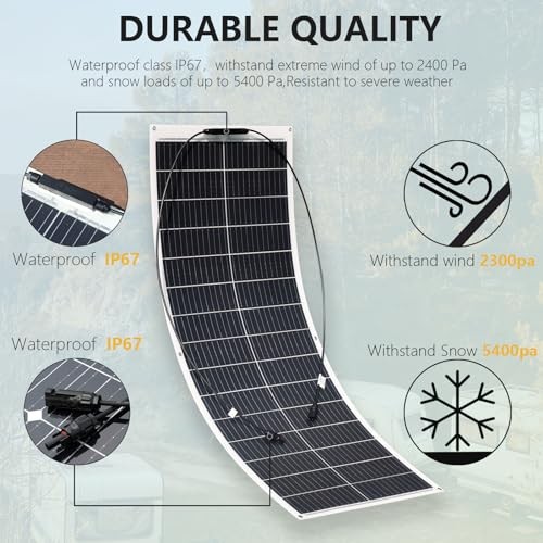 Solar Panel 12V Flexible System Kit,2X100W Monocrystalline Fiberglass 200W