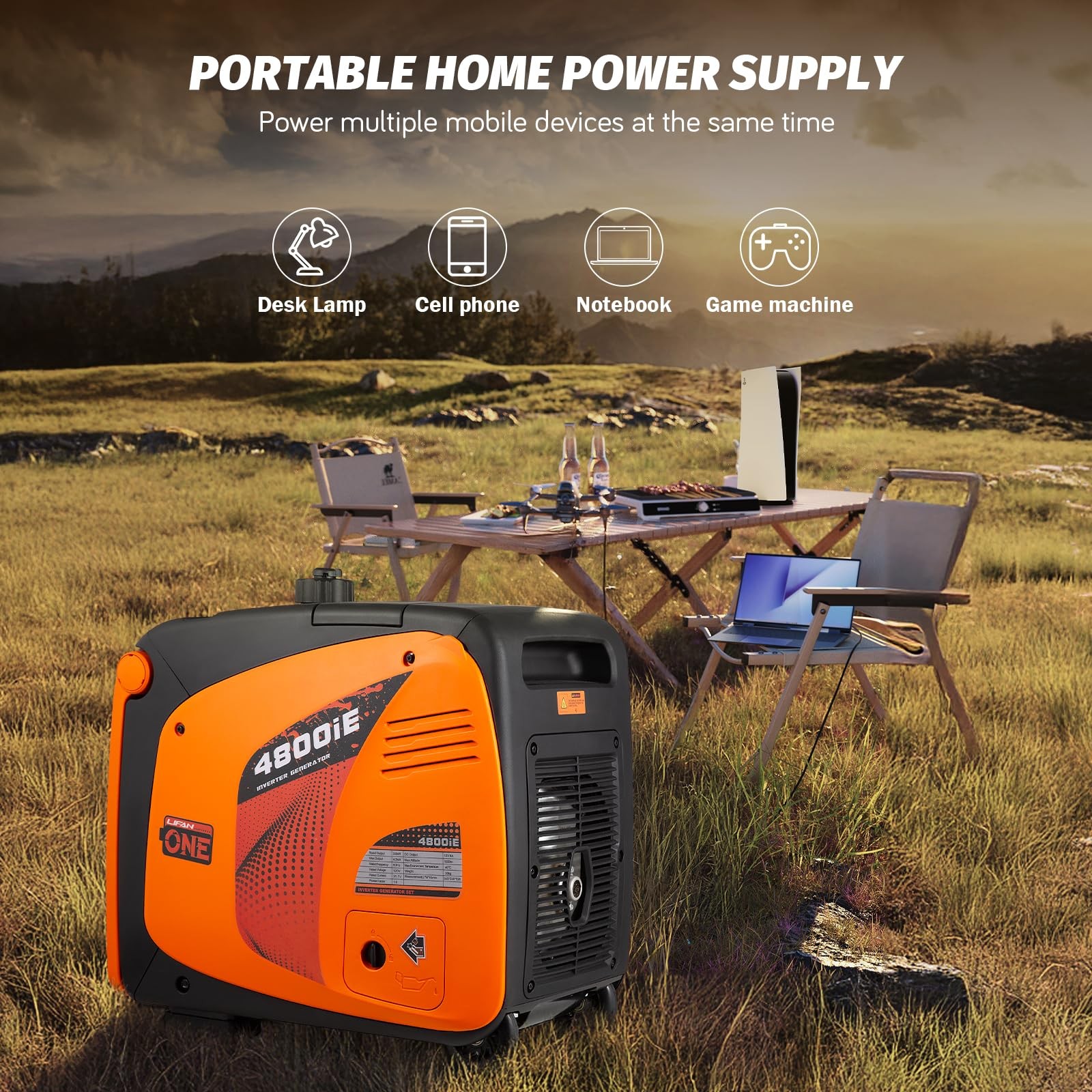 LIFAN 4800W Portable Inverter Generator with Remote Electric Start, Super Qui…