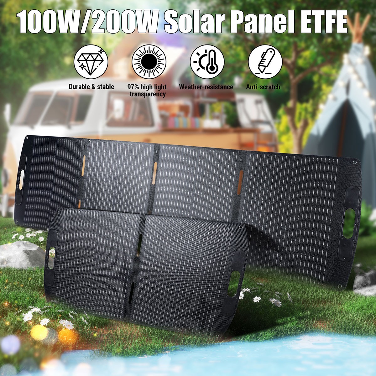 200W Foldable Solar Panel Portable Solar Charger with Controller RV Camping