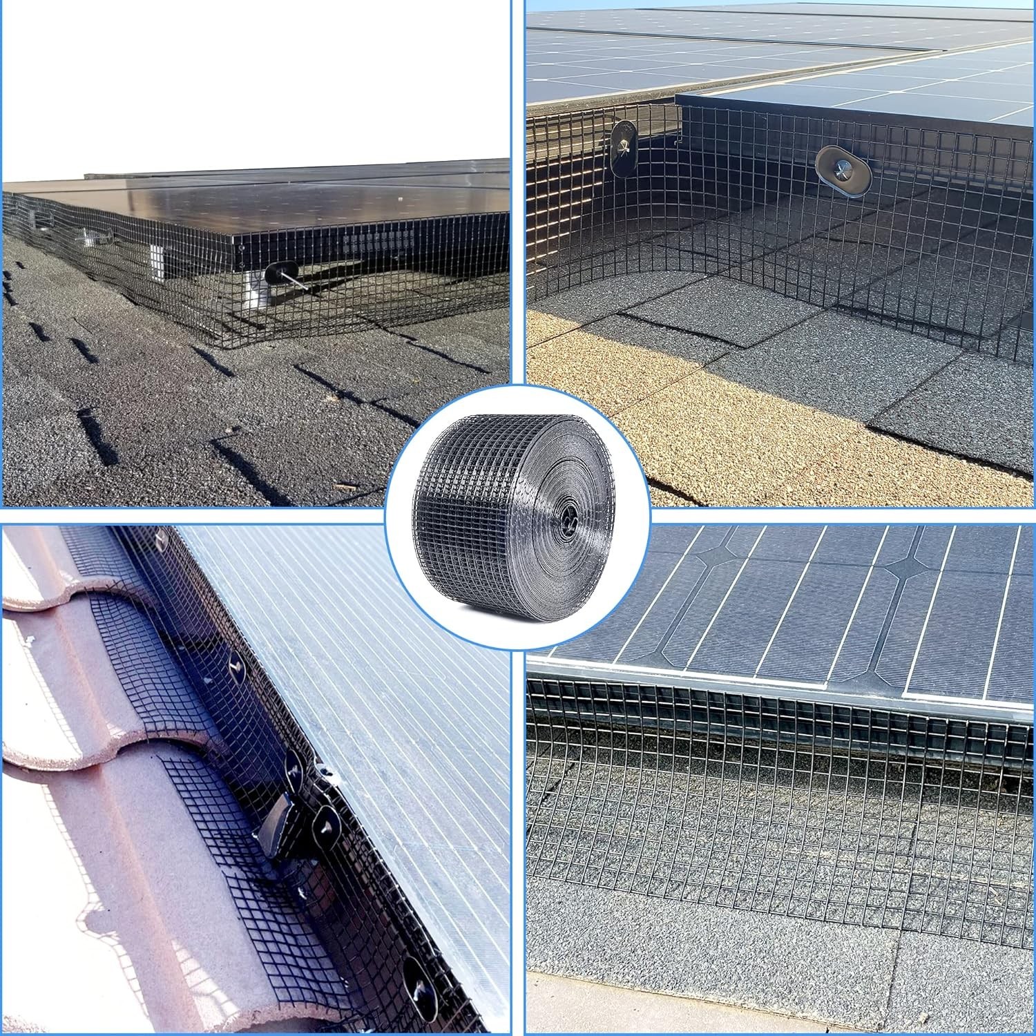 Solar Panel Critter Guard 6in x 100ft PVC Coated Mesh Kit with Clips Scissors