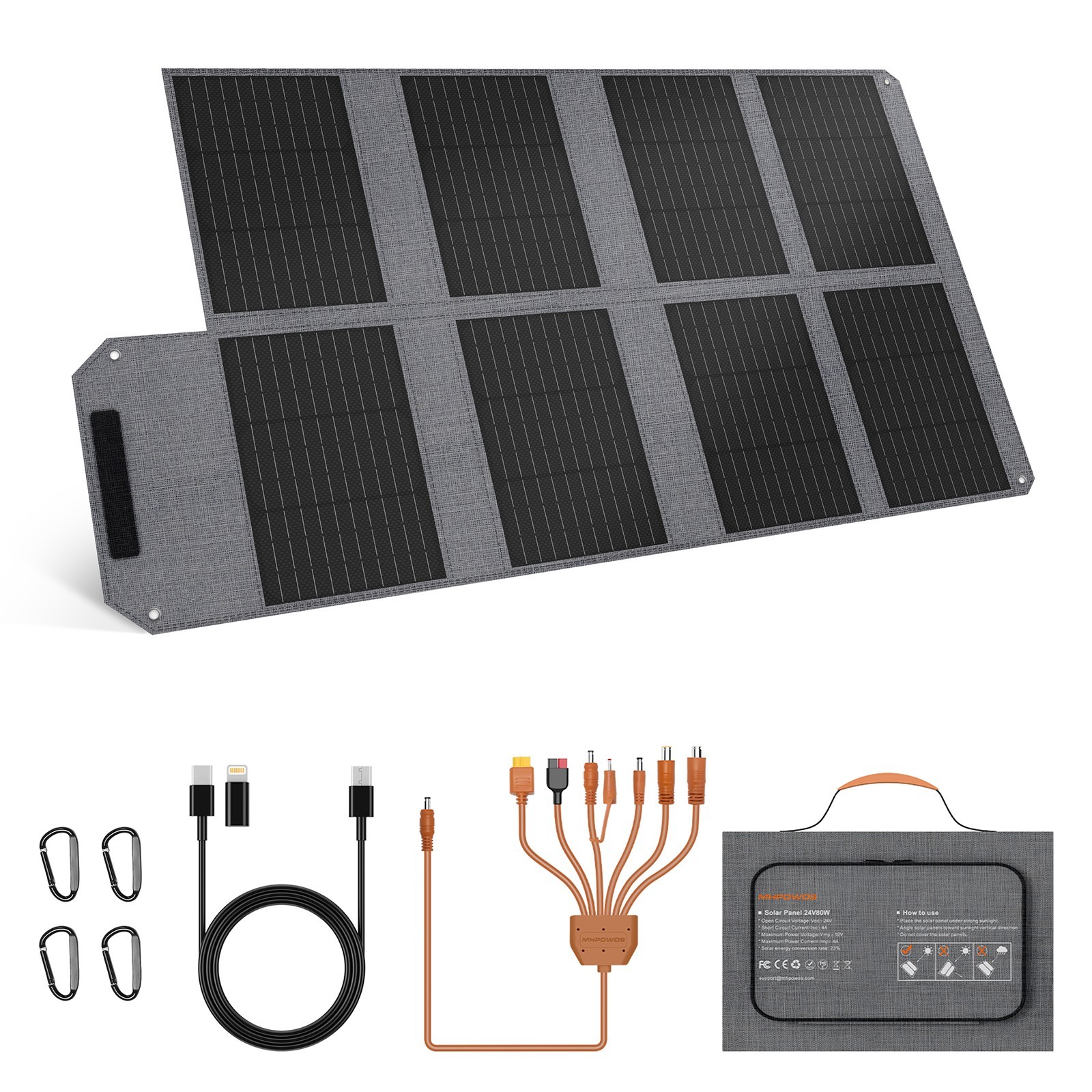 MHPOWOS 80W Portable Solar Panel Foldable USB Charger for Jackery Explorer 300