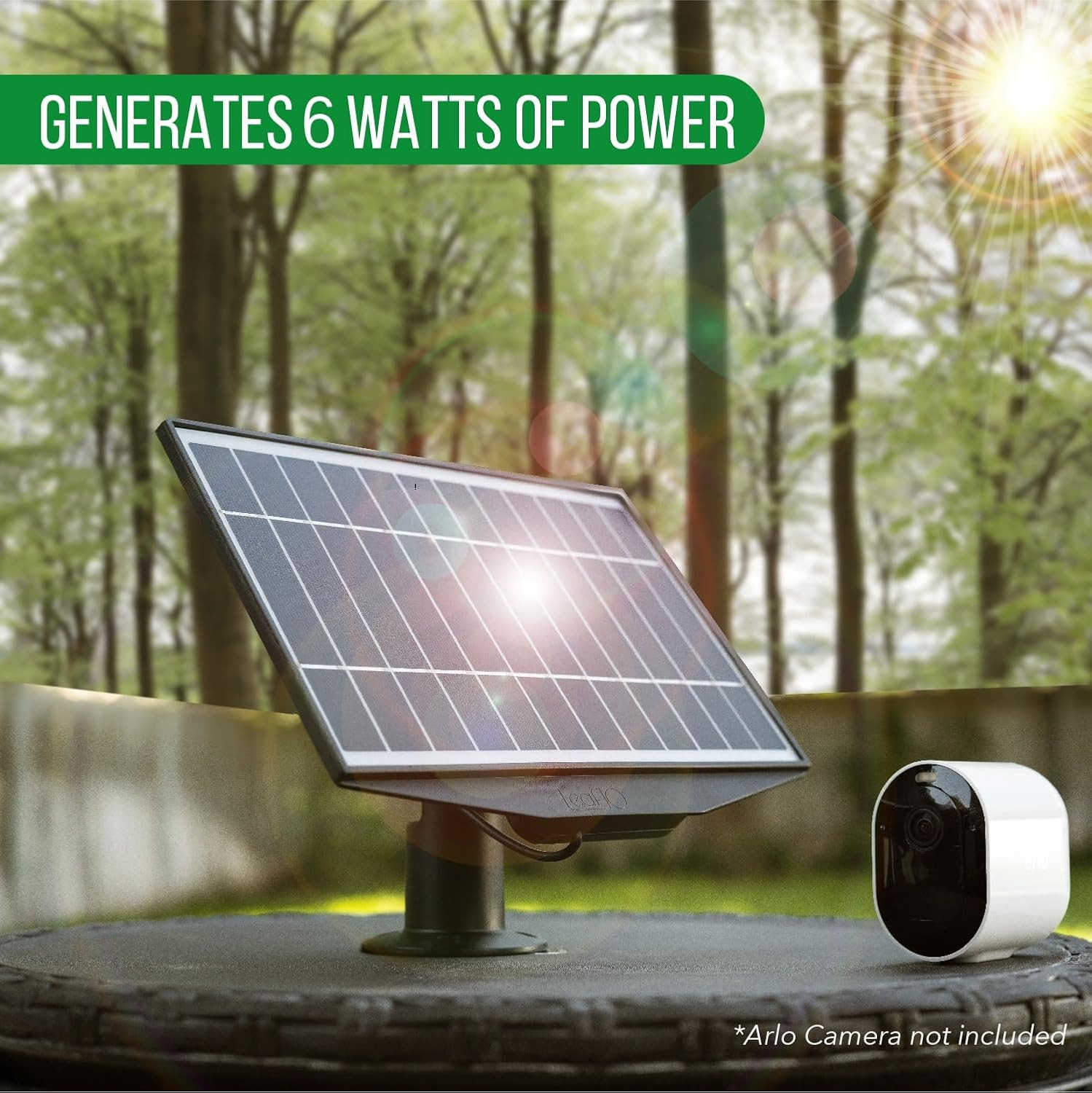 6W Solar Panel Charger Compatible with Arlo Pro 3 Floodlight, Pro 4 & Pro 5S Out