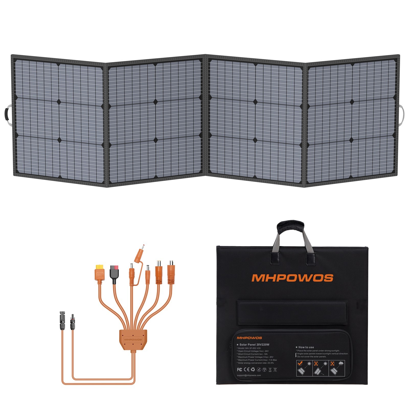 Folding Solar Panel kit 220W 20V 40V for Bluetti AC180 AC70 ECOFLOW Powerstation