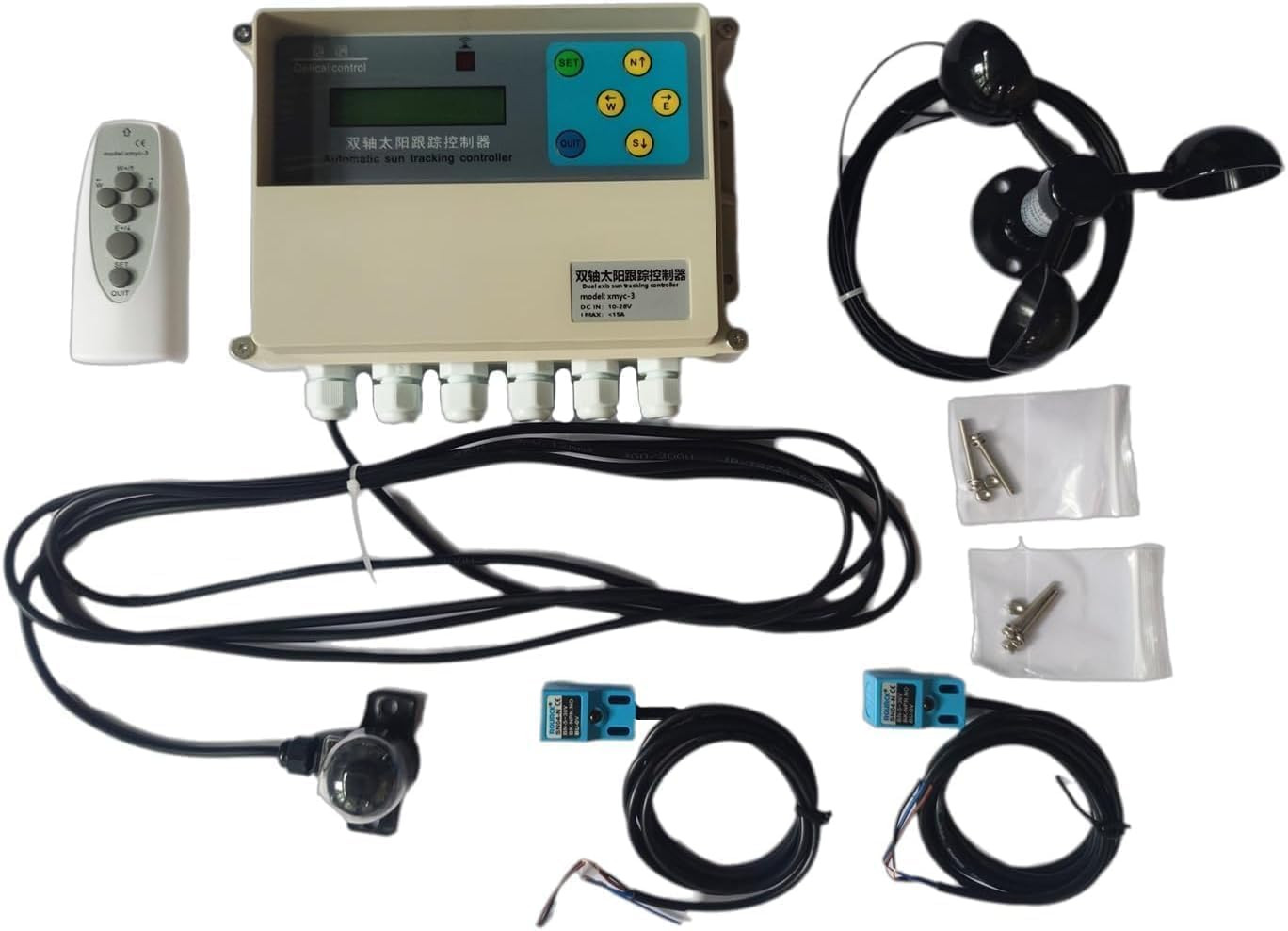 Dual-Axis Solar Tracker Controller Kit – Auto Sun Tracking with LCD, Wind Sensor