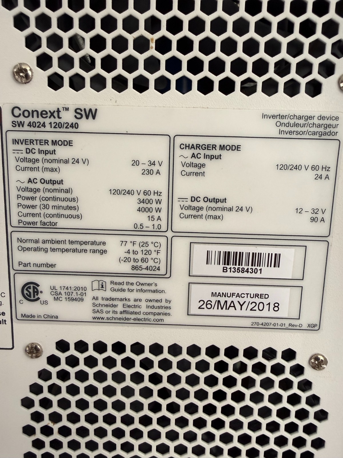 Schneider Electric – Solar/Battery Control System