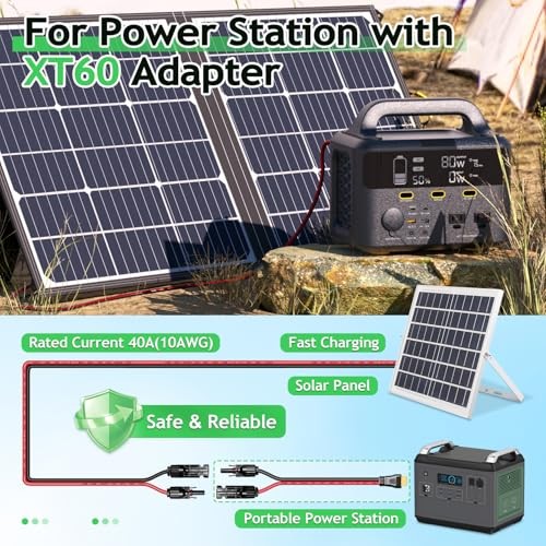 Solar Panel Extension Cable, 10AWG to XT60 Charge Extension Cable, MC4 – MC4