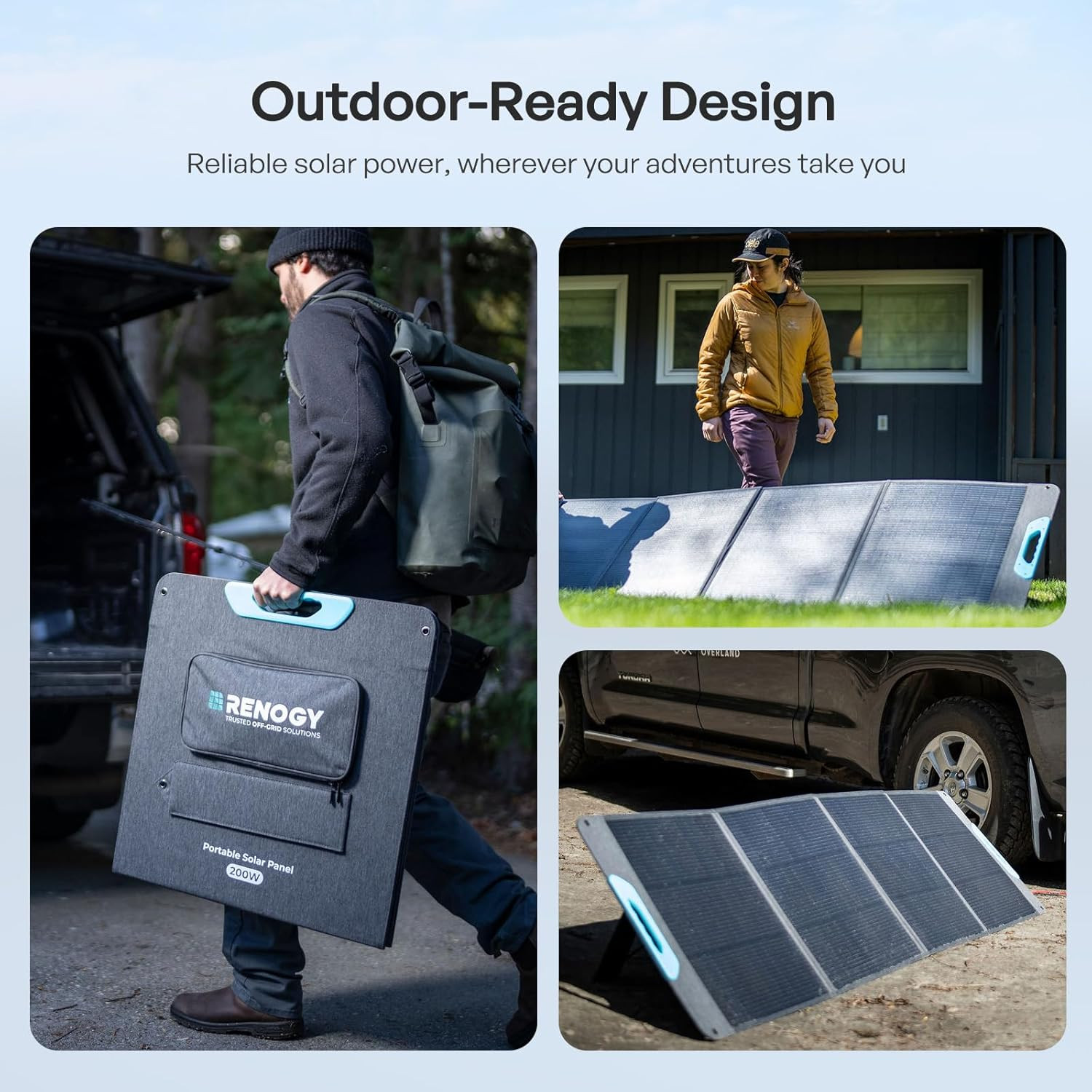 200W Portable Solar Panel, IP65 Waterproof Foldable Solar Panel Power Backup, So