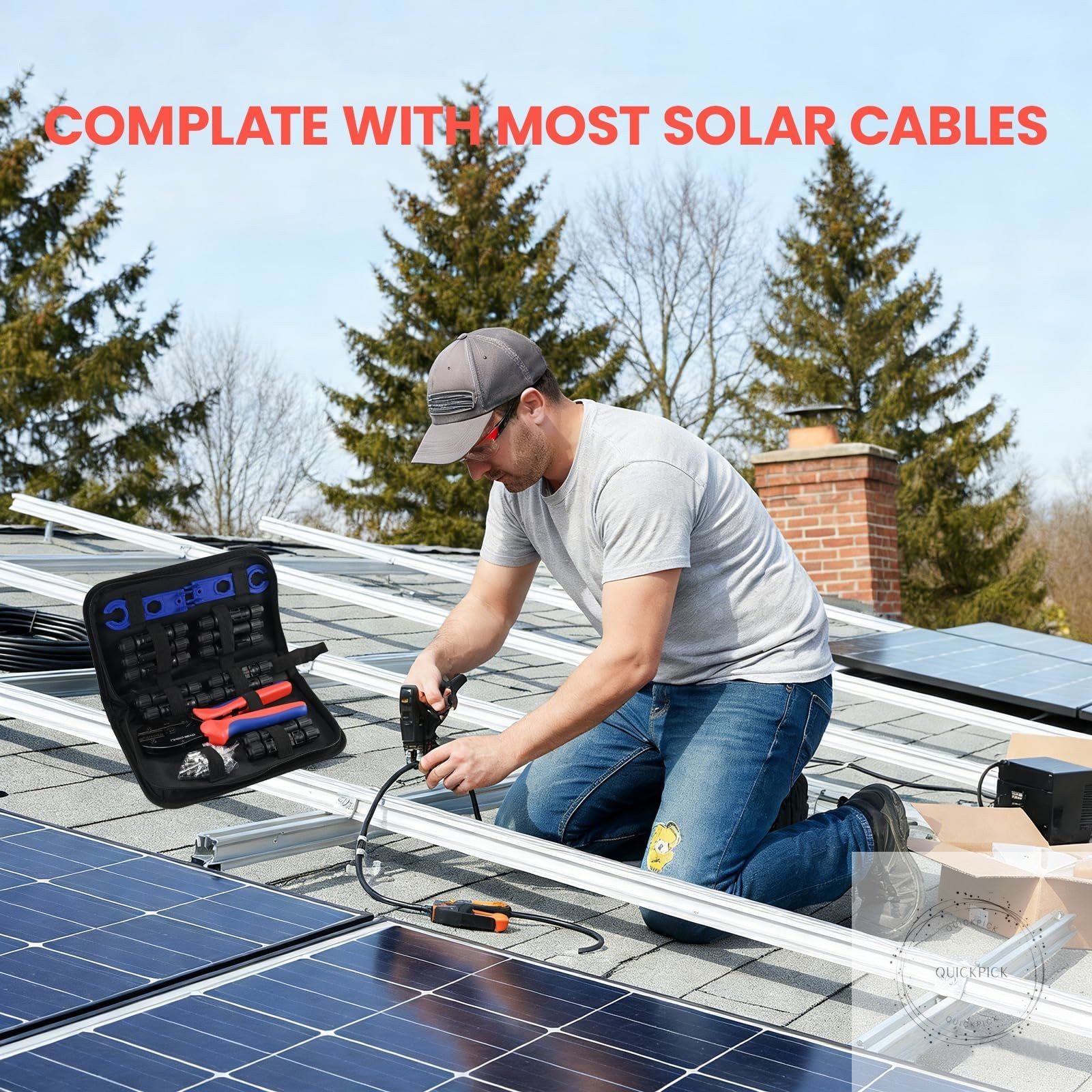 Solar Crimper Tool Kit with 12 PCS MC4 Connectors,2 Solar Connector Spanner