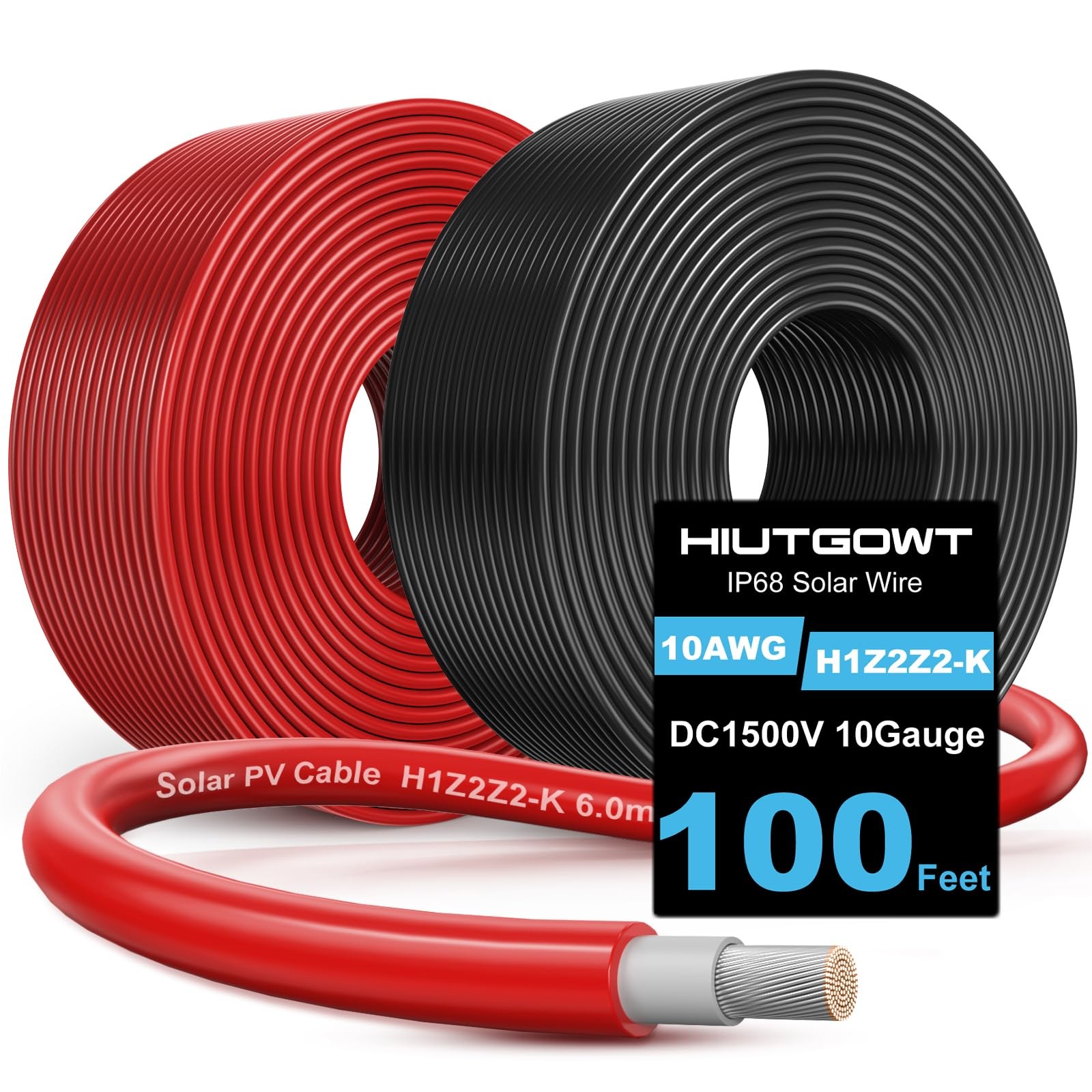 2x100FT 10 AWG Solar Panel Wire Tinned Copper