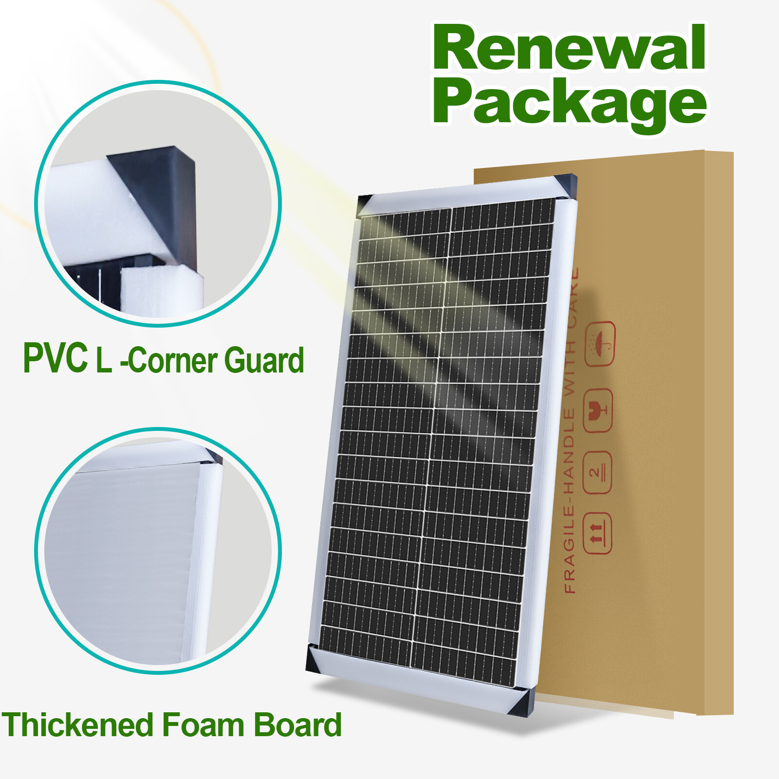 100W Watt 12V Monocrystalline Solar Panel Charging RV Camping Home Off-Grid Boat