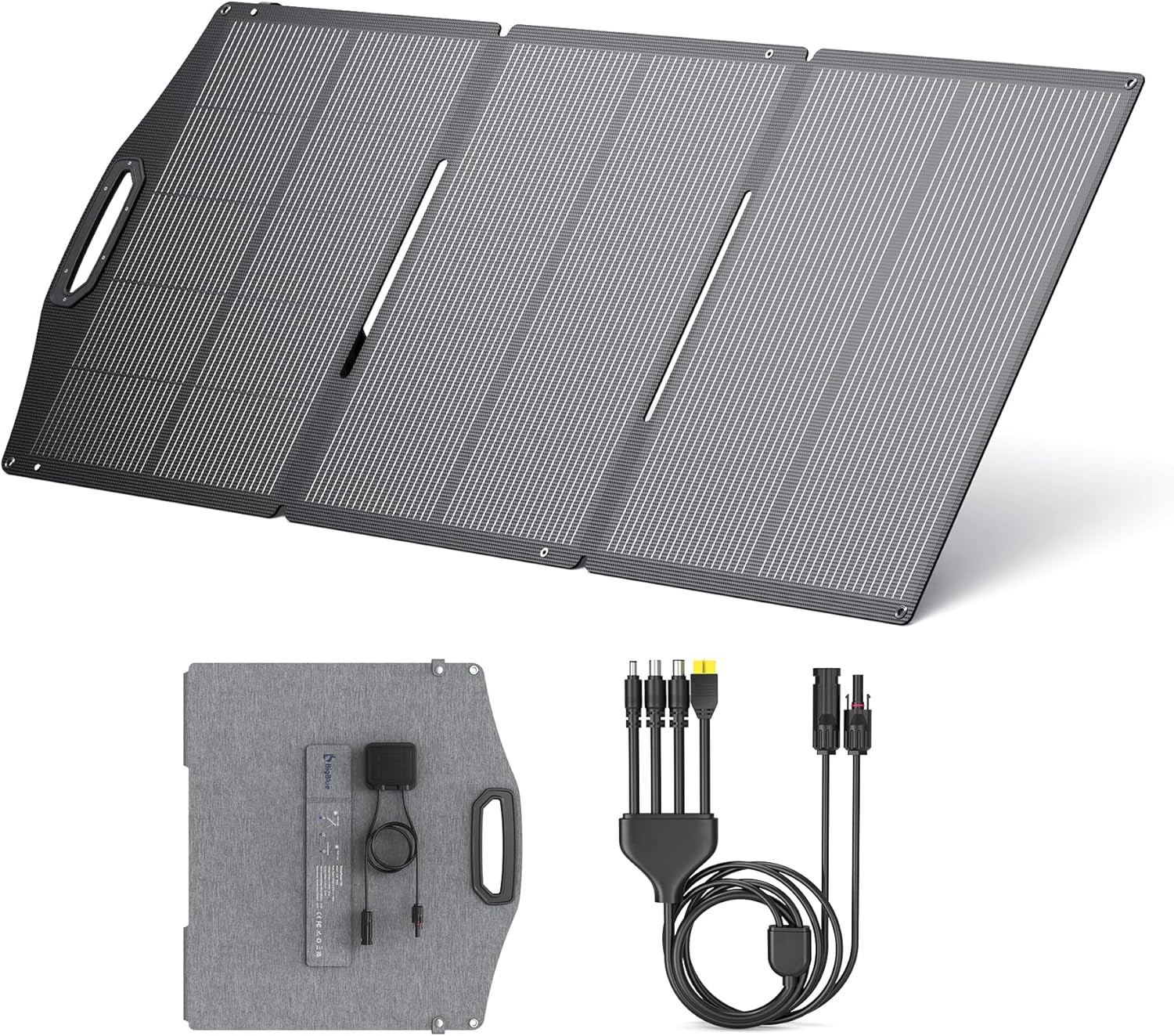 150W Portable Solar Panels with Kickstands, IP68 Waterproof Solar Charger with M