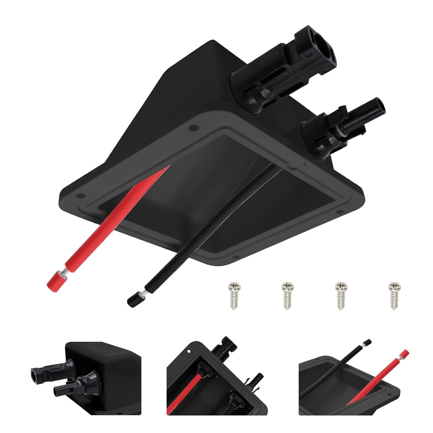 Solar Entry Gland Dual Cable Housing with 1ft 10awg Cable IP68 for RV Boat