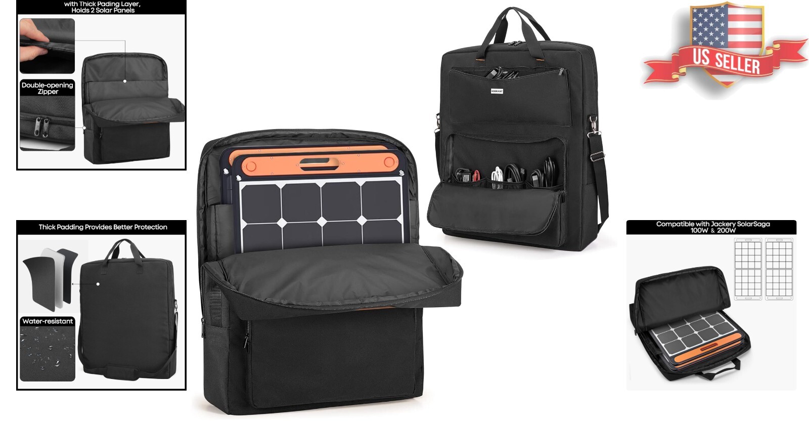 Portable Solar Panel Storage Bag for Jackery/ROCKPALS with Adjustable Straps