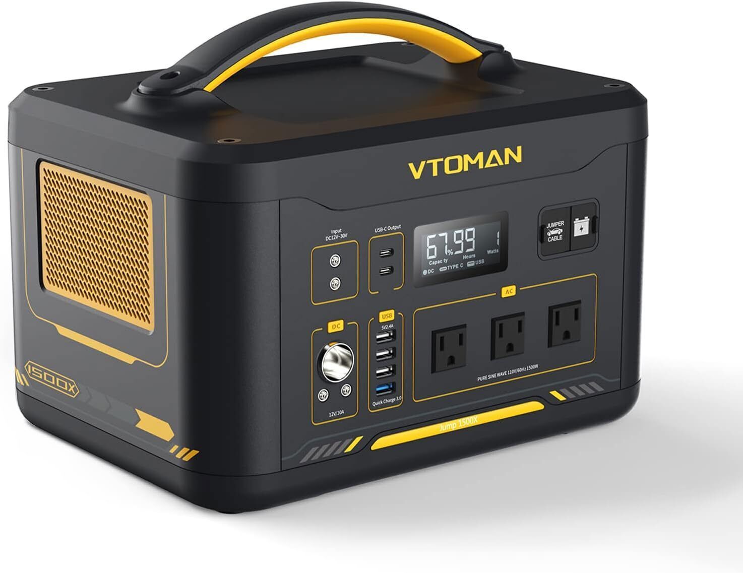 VTOMAN Jump 1500X Portable Power Station 1500W (3000W Peak) 828Wh LiFePO4 (LFP)