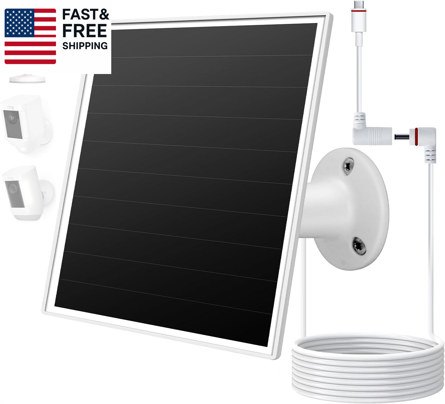 6W Solar Panel for Ring Camera, Solar Charger Compatible with Ring Spotlight/S