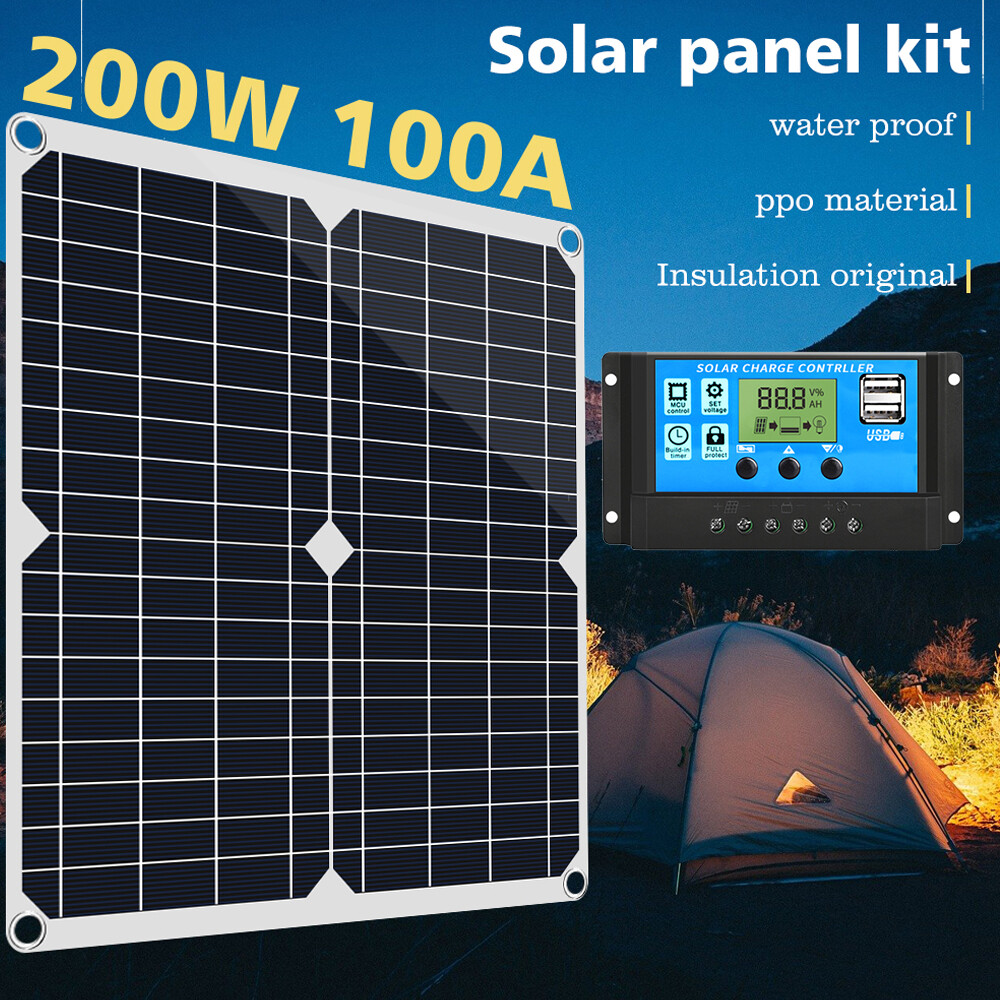 Solar Panel Kit Folding Power Bank USB Outdoor Camping Hiking Phone Charger US