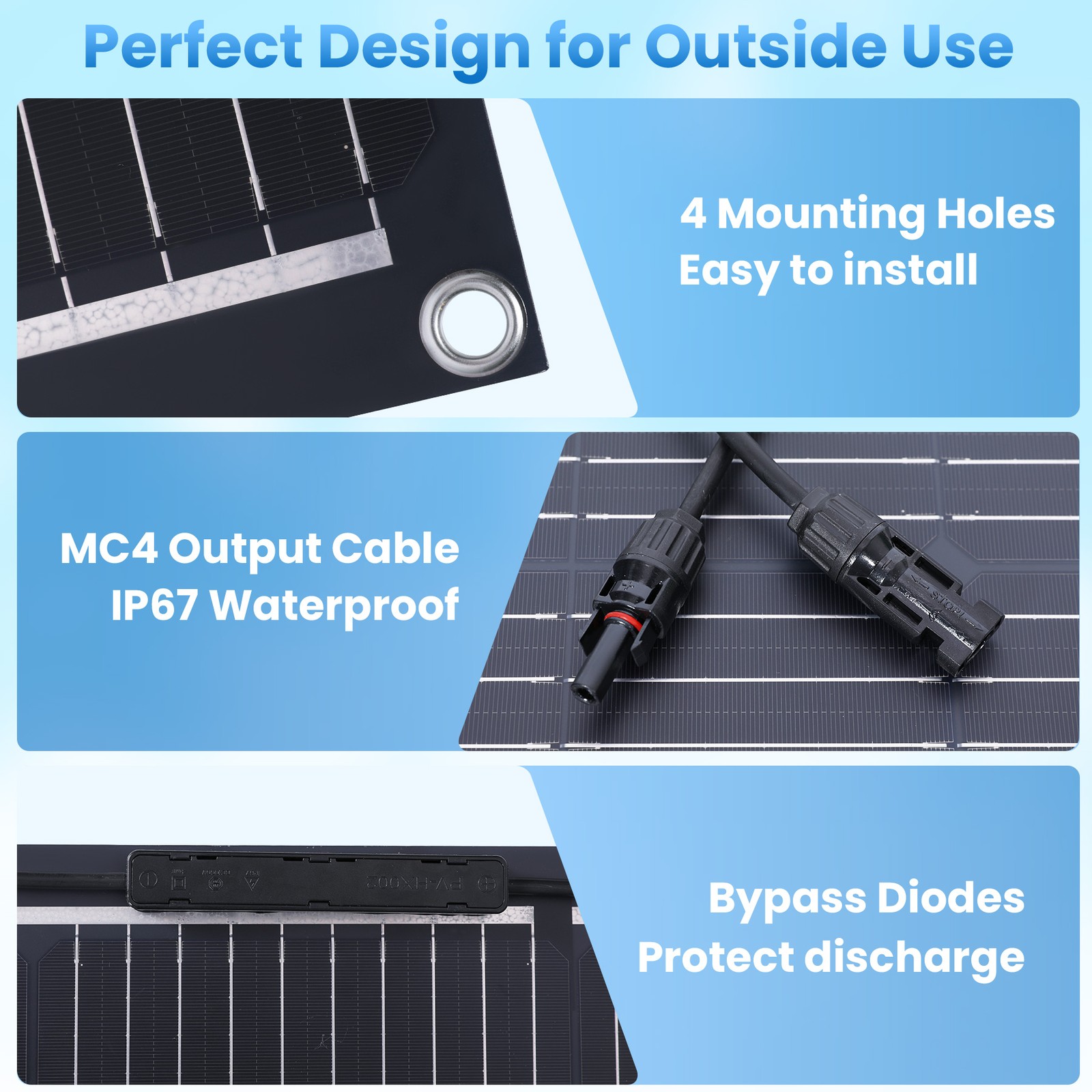 LINEBA 100W 200W 400W Solar Panel 12V Flexible Highly Mono Caravan RV Marine Van