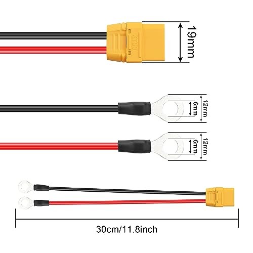 14AWG Silicon Cable XT90 to O Ring Terminal Cable, XT90 Female to O Ring