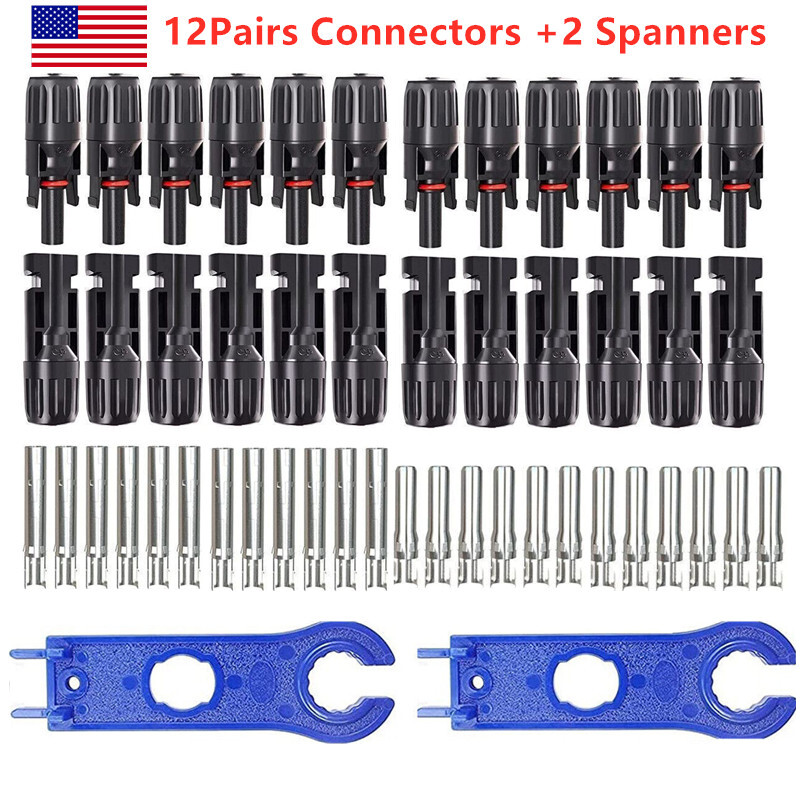 24/12PCS Solar Panel Cable Wire Connectors Crimper PV Crimping Pliers Tool Set
