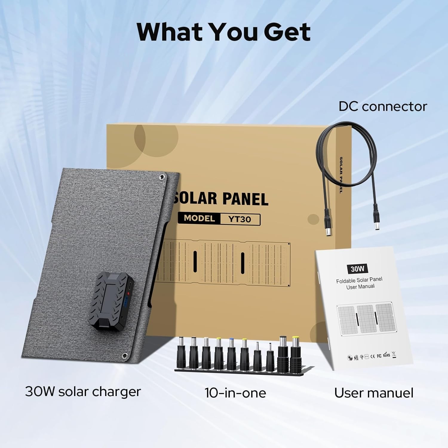 30W Solar Panel Charger YT30 Foldable Solar Panel Waterproof Solar Charger w…