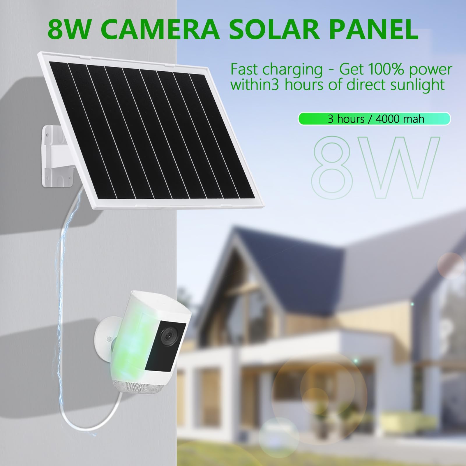 8W Solar Panel for Security Camera,5V Solar Panel Charger IP65 Protection, wi…