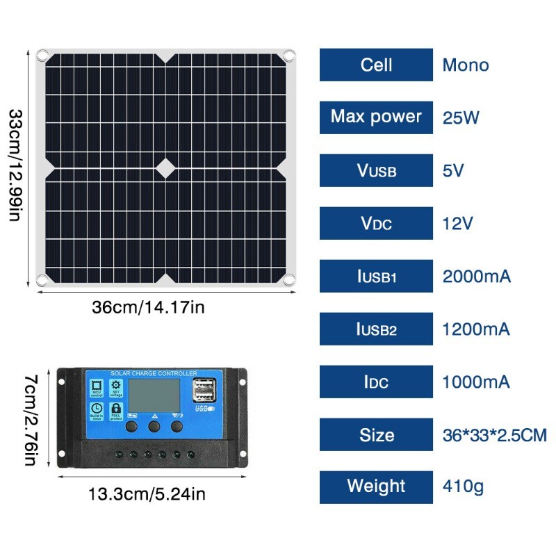 Solar Panel Kit 200 Watt 12/24V with 60A Battery Charger Controller Caravan Boat