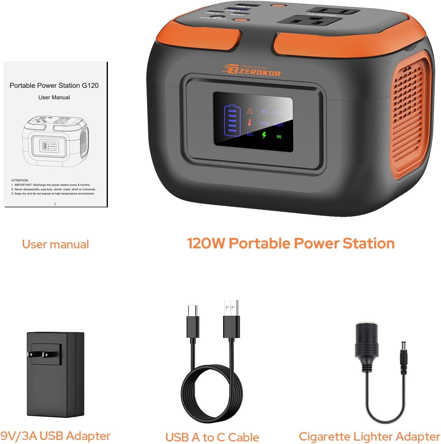 Outdoor-Ready 120W Power Station with Built-in Safety Features and Display