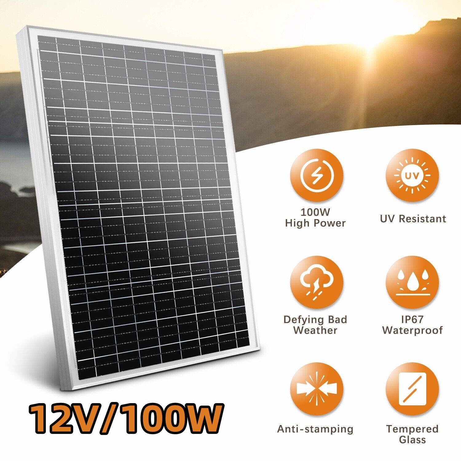 100W Solar Panel Off Grid System Solar Module PV Panel for Caravan House Boat RV