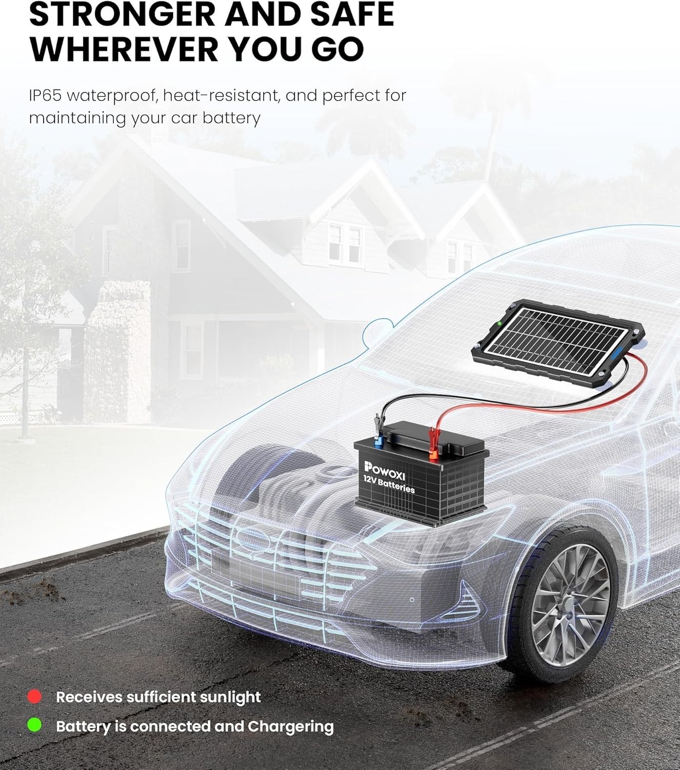 9W Waterproof Solar Battery Trickle Charger – Perfect for 12V Vehicles