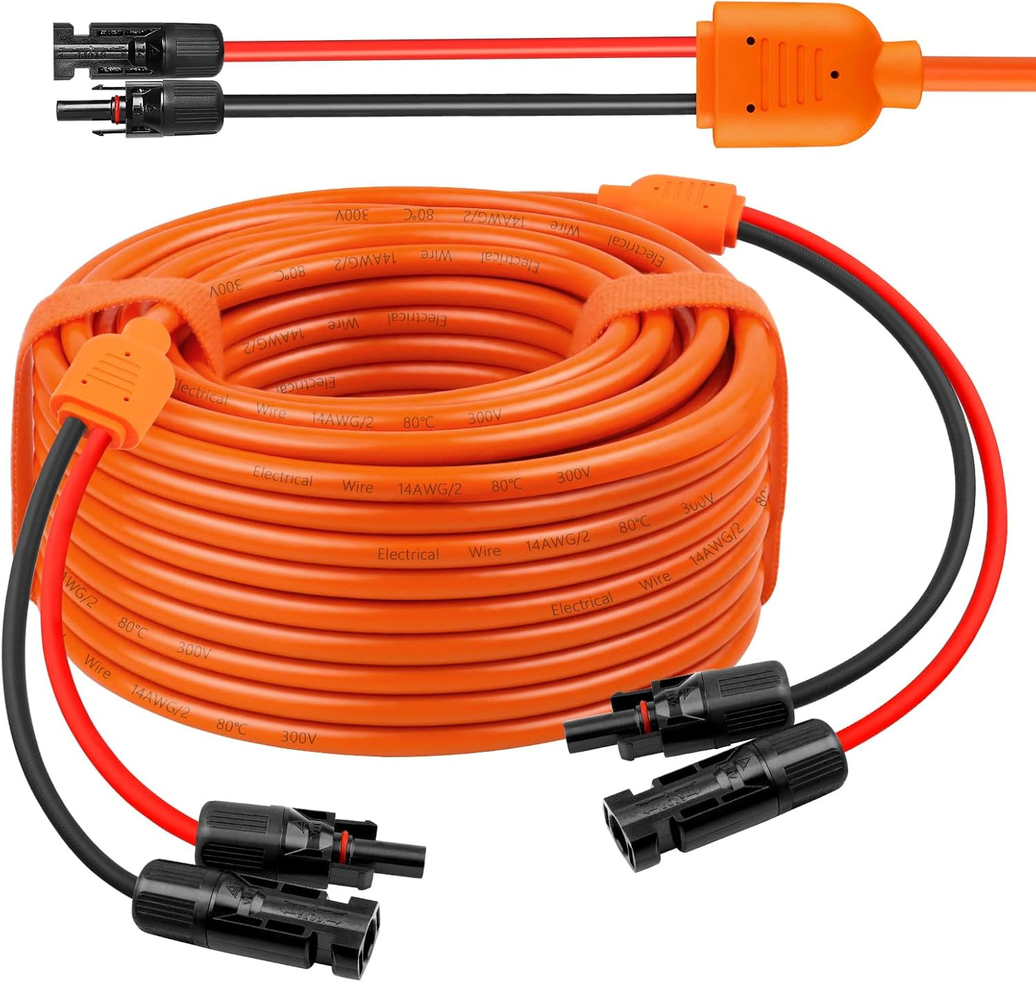 Solar Panel Extension Cable 50FT – 10AWG+14AWG Solar Wire with Female & Male IP