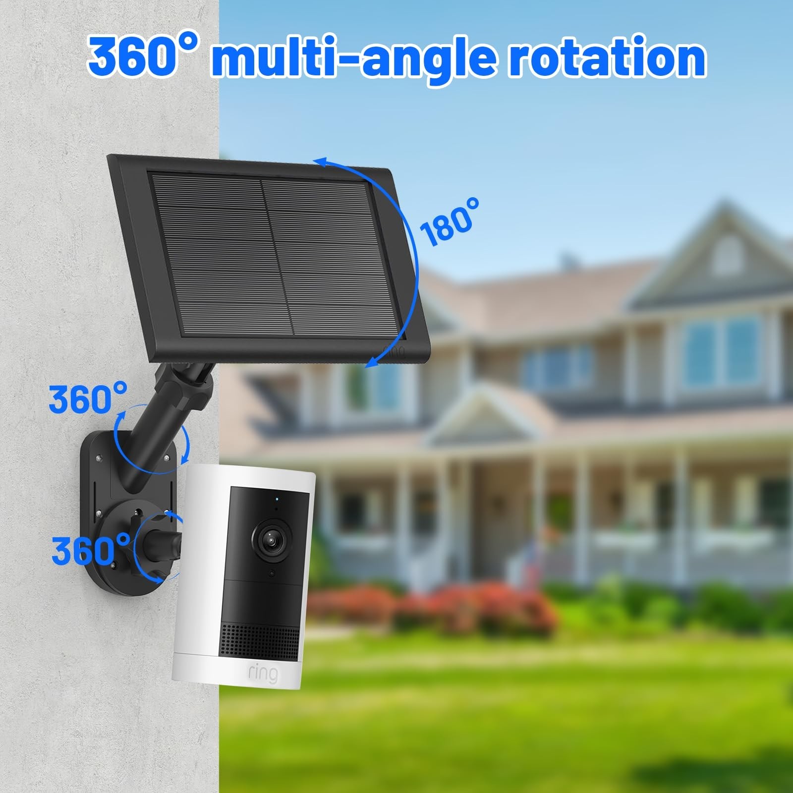 Universal 2-in-1 Adjustable Wall Mount for Solar Panels & Cameras – 360° Rotatio