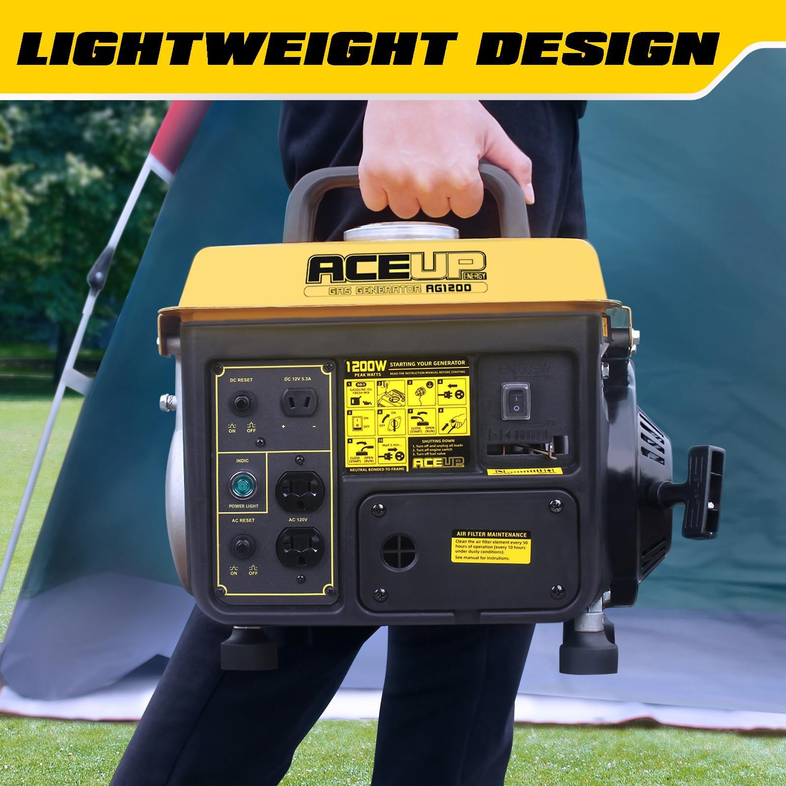 1200W Gas Tank Portable Small Generator For Power Outages Home Outdoor Use Quiet
