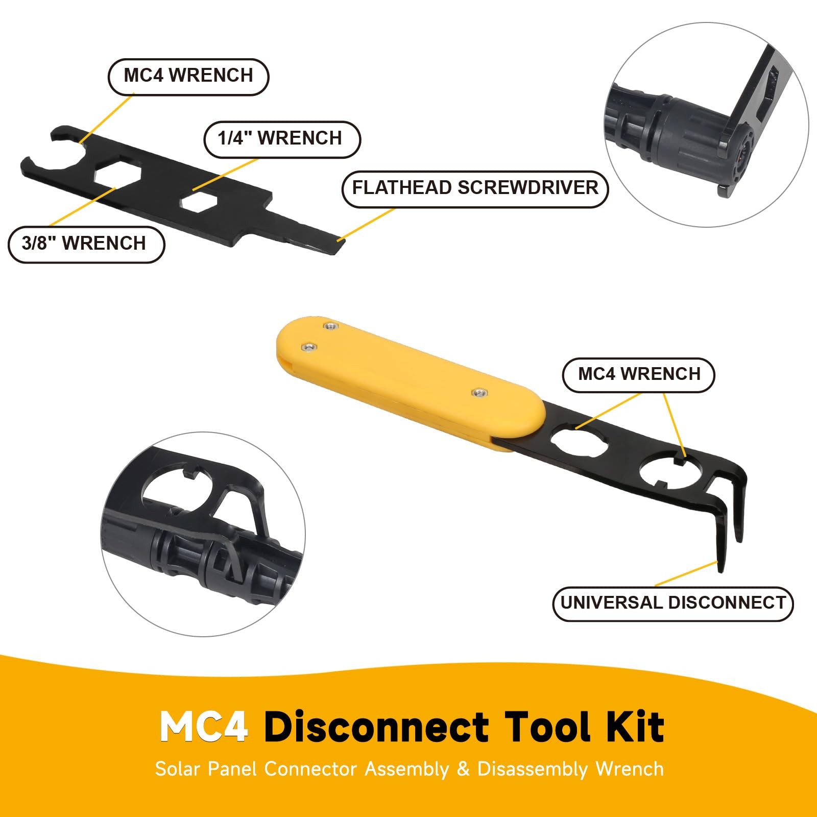 Universal MC4 Disconnect Tool Metal MC4 Tool with 6-in-1 Wrench Efficient Sol…